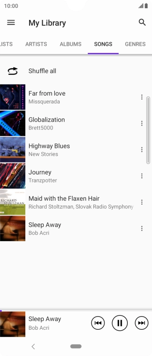 Press the song title at the bottom of the screen.