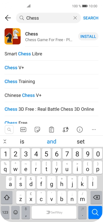 Key in the name or subject of the required app and press the search icon.