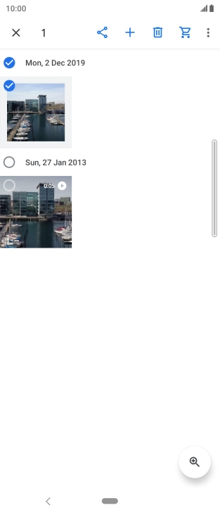 Press the required pictures or video clips to add them.