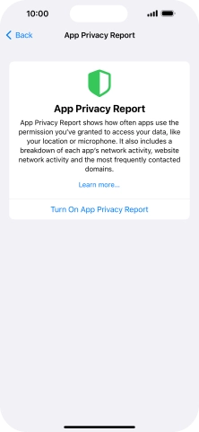 Press Turn On App Privacy Report to turn on the function.