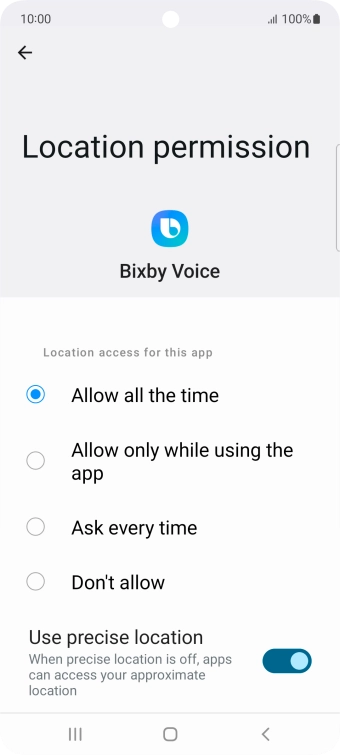 Press the required setting. Press the required setting.
