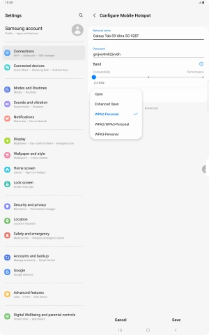 Press WPA3-Personal to password protect your WiFi hotspot.