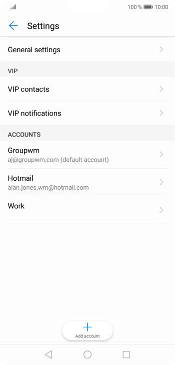 Press the required email account. Press the required email account.