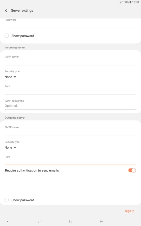 Press the indicator next to 'Require authentication to send emails' to turn on the function.