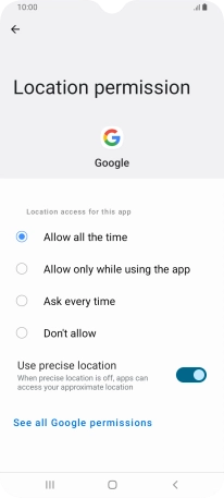 Press the required setting.