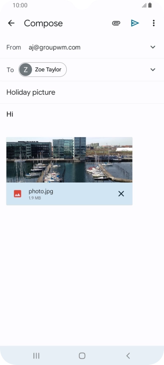 Press the send icon when you've finished your email.