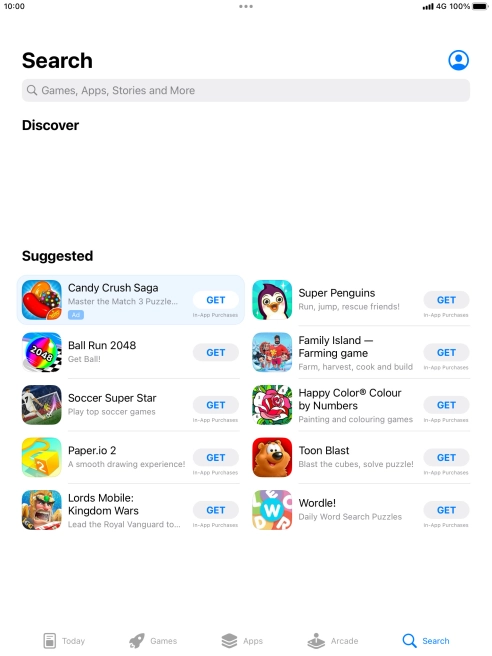 Press the search field.