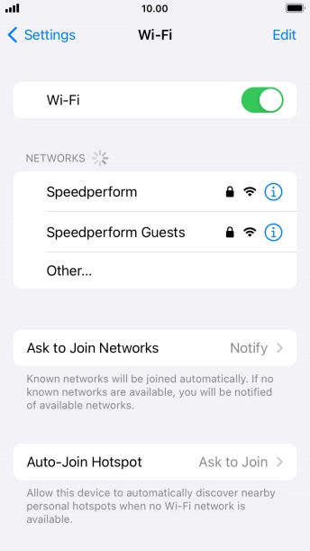 Press the required WiFi network and key in the password for the WiFi network.