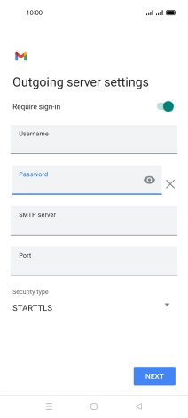 Press the field below 'SMTP server' and key in the name of your email provider's outgoing server.