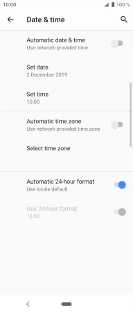 Press the indicator next to 'Automatic date & time' to turn on the function.