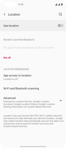 Press the indicator next to 'Use location' to turn the function on or off.