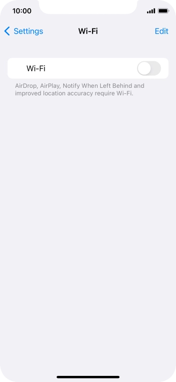 Press the indicator next to 'Wi-Fi' to turn on the function.