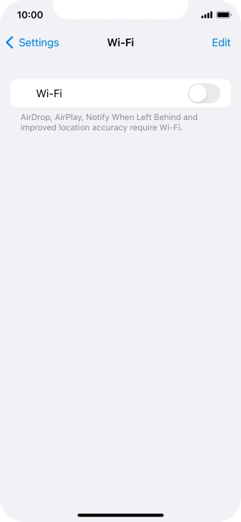 Press the indicator next to 'Wi-Fi' to turn on the function.
