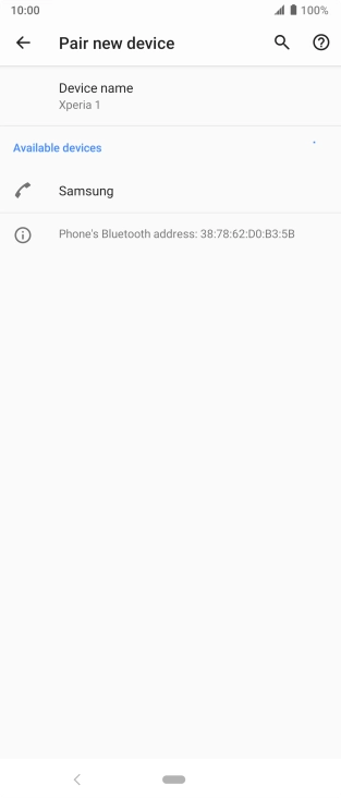 Press the required Bluetooth device and follow the instructions on the screen to pair the device with your phone.