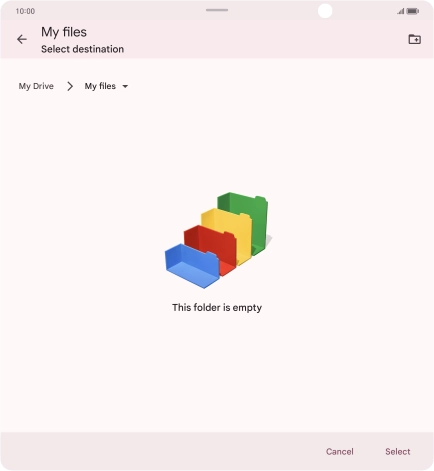 To create a new folder, press the new folder icon and follow the instructions on the screen to create a new folder.