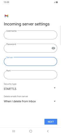Press the field below 'Port' and key in 110.
