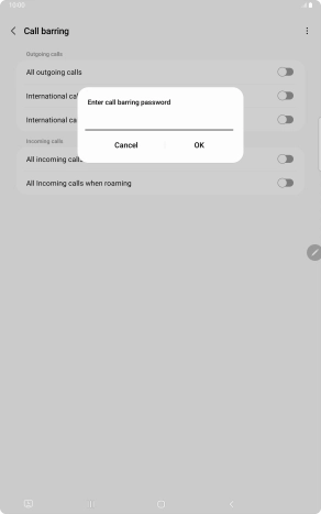 Key in your barring password and press OK.
