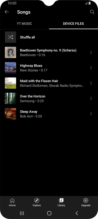 Press the required audio file.