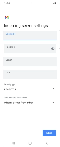 Press the field below 'Server' and key in the name of your email provider's incoming server.
