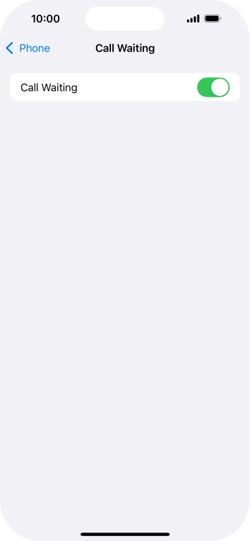 Press the indicator next to 'Call Waiting' to turn the function on or off.