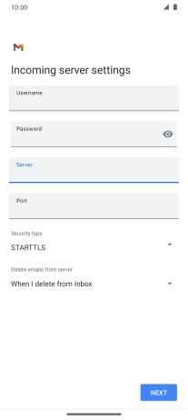 Press the field below 'Port' and key in 110.
