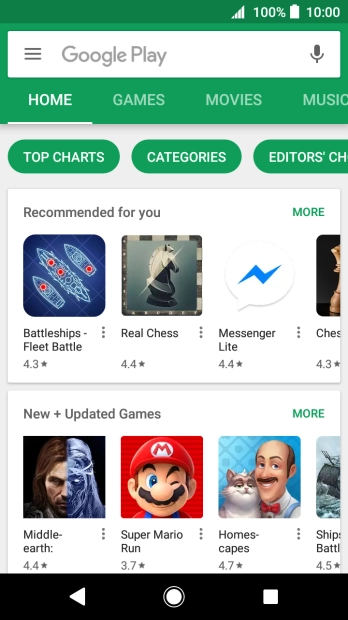 Press the search field.