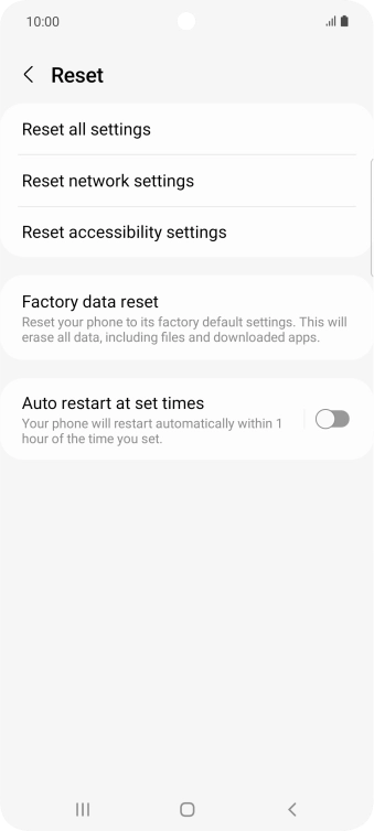 Press Factory data reset.