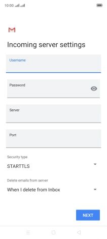Press the field below 'Server' and key in the name of your email provider's incoming server.
