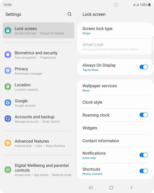 Press Screen lock type.