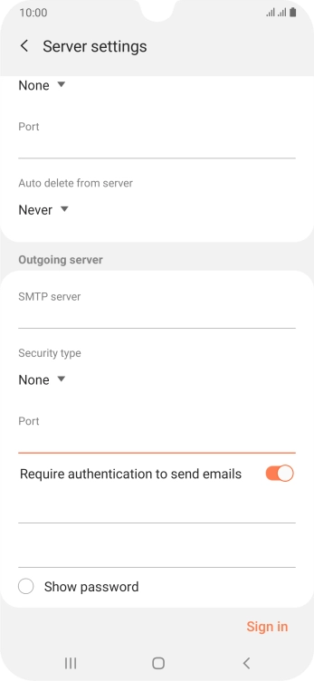 Press the indicator next to 'Require authentication to send emails' to turn on the function.