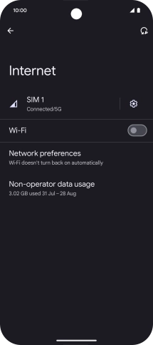 Press the indicator next to 'Wi-Fi' to turn on the function.