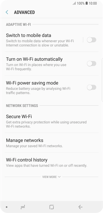 Press the indicator next to 'Switch to mobile data' to turn the function on or off.