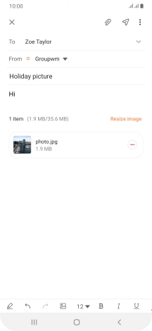 Press the send icon when you've finished your email.