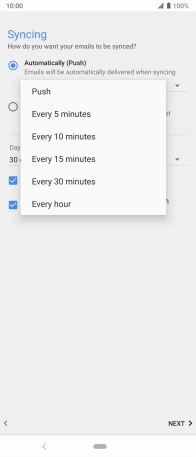 Press the required setting.