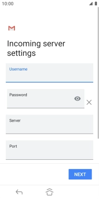 Press the field below 'Server' and key in the name of your email provider's incoming server.