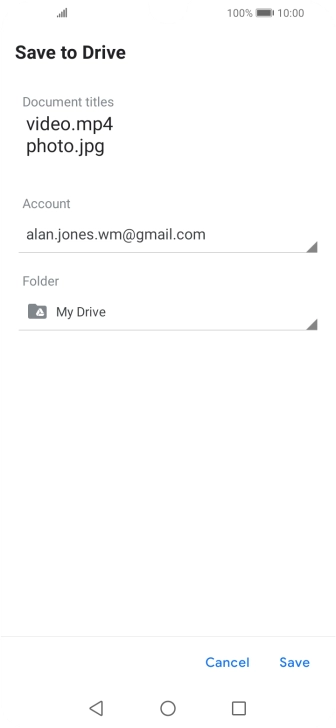 Press the field below 'Folder'.