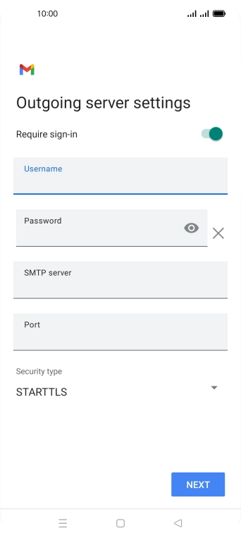 Press the field below 'Password' and key in the password of your email provider's outgoing server.