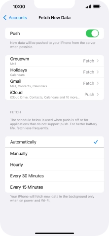 Press the indicator next to 'Push' to turn the function on or off.