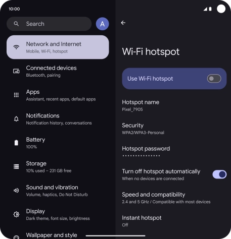 Press Hotspot name.