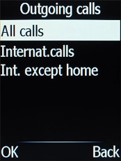 Select the required barring type.