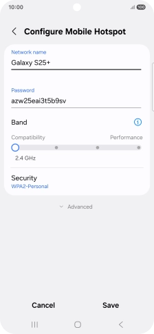 Press the field below 'Network name' and key in the required name.