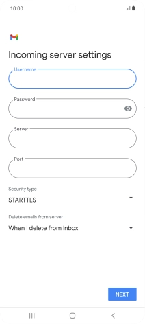 Press the field below 'Server' and key in the name of your email provider's incoming server.