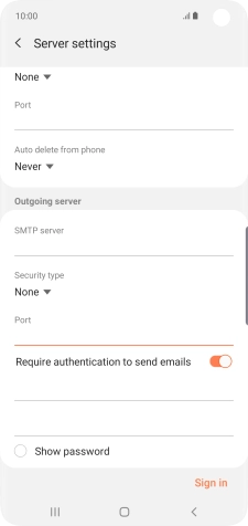 Press the indicator next to 'Require authentication to send emails' to turn on the function.