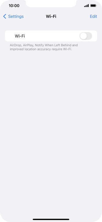 Press the indicator next to 'Wi-Fi' to turn on the function.