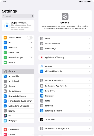 Press Apple Account.