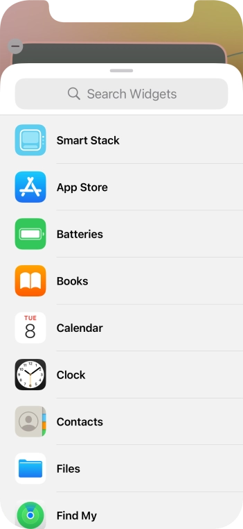Press the required widget. Press the required widget.