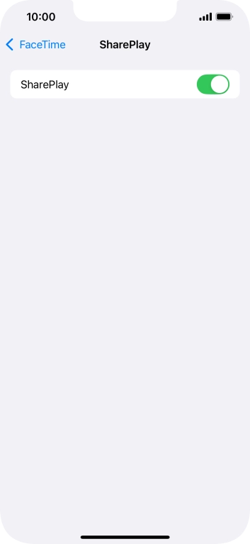Press the indicator next to 'SharePlay' to turn the function on or off.