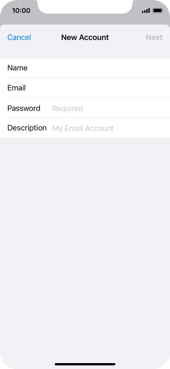 Press Password and key in the password for your email account. Press Password and key in the password for your email account.
