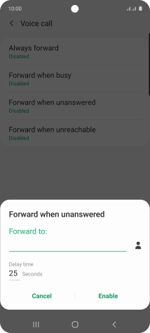 If you divert missed calls, you need to select a delay for the divert. Press the required delay and follow the instructions on the screen to select a delay for the divert.