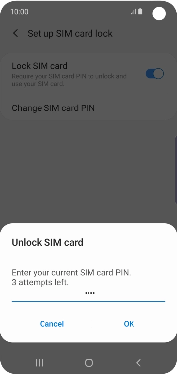 Key in your SIM PIN and press OK. The default SIM PIN is 0000.